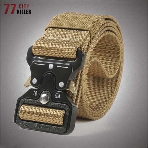 Military Tactical Belt Men Metal Multifunctional Training Belt Male Nylon Quality Army Style Combat Belts Canvas Waistband 125cm