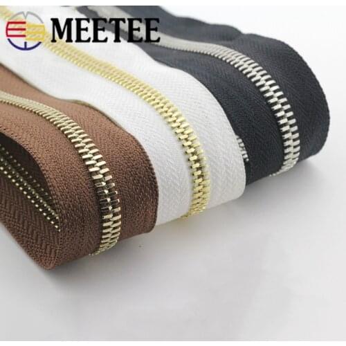 1/2yards Metal Zippers Roll High High Quality Teeth Double Pull Open-end Zipper for Sewing Bag Garment Zip Repair Kit Accessory