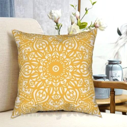Yellow Mandala Pattern Pillow Case Printed Home Soft DIY Pillow cover Yellow Mandala Sunflower Flower Mustard Home Hipster