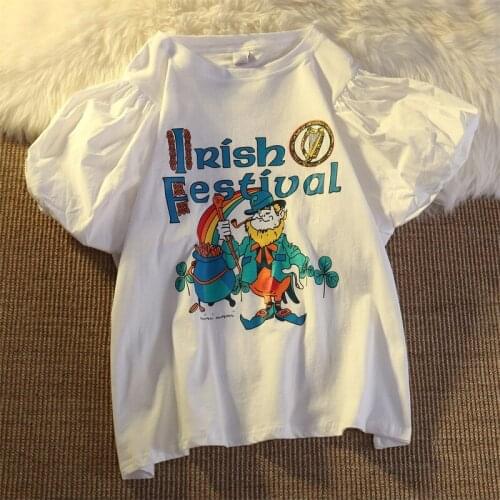 Bubble sleeve short sleeve T-shirt womens 2021 summer thin design small loose Korean inschao brand half sleeve chic top