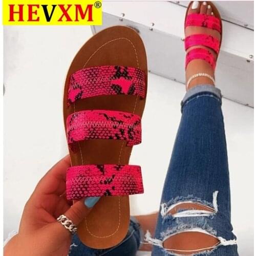 2020 New Summer Women Sandals Designers Open Toe Flat Heel Sandals Slip on Leopard Sandalias Mujer Size 36-43
