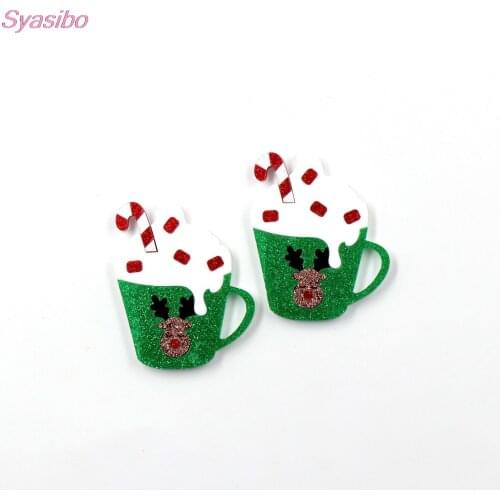 1pieces) Chirstmas Cup For Brooch (Flat back) Reindeer Candy Glitter Acrylic Party DIY