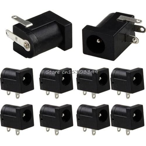 10Pcs PCB Mount 5.5 x 2.1 mm Female DC Power Black Jack Plug Socket Connector G08 Whosale&DropShip