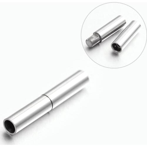 15Set 304 Stainless Steel Column Bayonet Clasps for jewelry making Connector Bracelet Necklace Accessories 20x2mm, Hole: 1mm