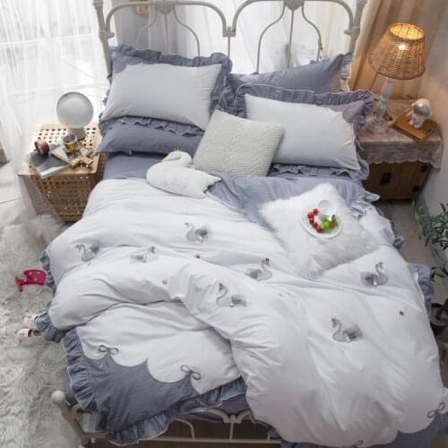 2020 Lovely Swan pattern Bedding sets Twin Queen King size Bed Duvet cover Bed sheets cotton linen set bed set for girls