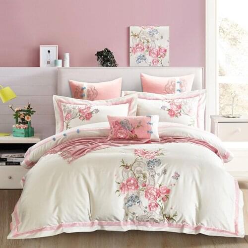 4/7pcs Egyptian Cotton Embroidery Duvet Cover King Size Bedding Sets De Cama Pillowcases Jogo