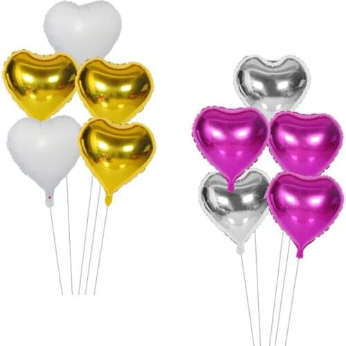 5Pcs 18inch Gold Silver Foil Heart Balloon Wedding Balloon Baby Shower Kids Happy Birthday Party Decoration Balloons Globos