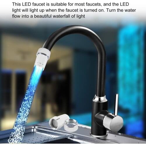 7 Colors Unique LED Light Water Glow Faucet Tap Stainless Steel Water Tap + Faucet Diverter Valve Adapter Connector