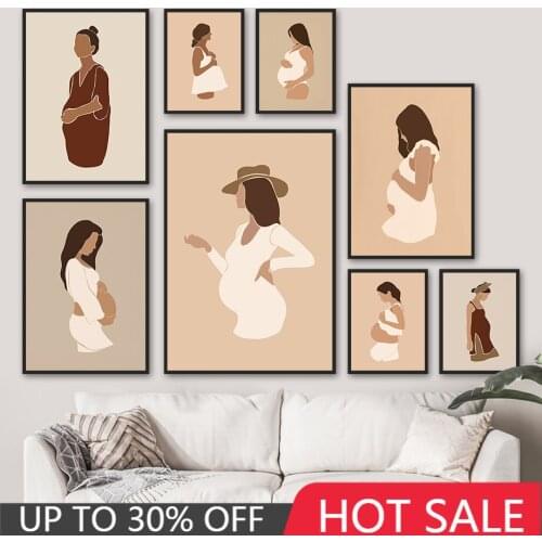 Woman Pregnancy Mom Baby Love Abstract Wall Art Canvas Painting Nordic Posters And Prints Boho Pictures For Living Room Decor