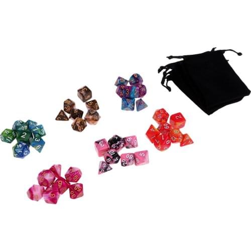 42x Acrylic Polyhedral Dice Set with Bags TRPG Toy for