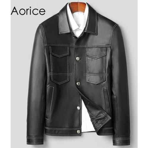 Aorice Men Genuine Sheep Skin Leather Jacket Coat Male Brand New Real Casual Leather & Suede Suit Jackets Coats MT161