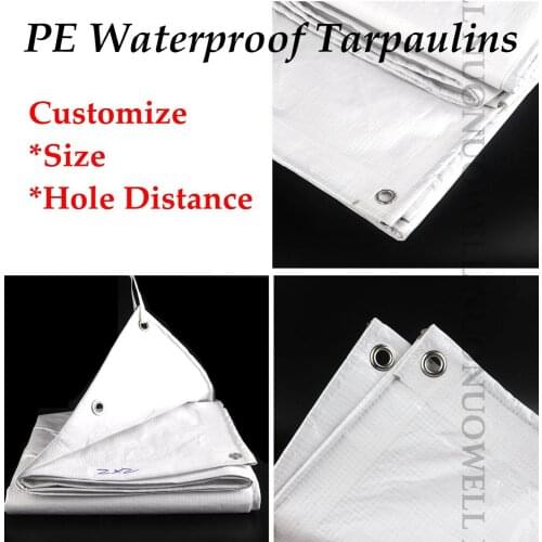 Customize Size 0.32mm White PE Tarpaulin Rainproof Cloth Double Side Thicken Balcony Cover Sunshade Tarp Waterproof Truck Cover