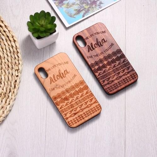 Summer Hawaii Beach Aloha Engraved Wood Phone Case Coque Funda For iPhone 12 6S 6Plus 7 7Plus 8 8Plus XR X XS Max 11 Pro Max