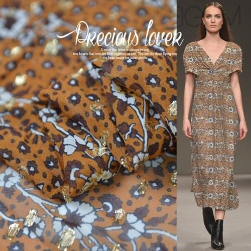 Floral and leopard print silk georgette gauze silk fabric,12momme thickness,SCG578