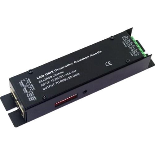 DC12V 24V DMX512 Decorder 5A*3Channel RGB 15A max Led DMX Controller Common Anode CA-DMX-32 Output to RGB LED Units