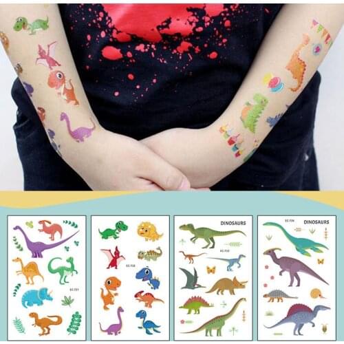 Kids Tattoo Temporary Tattoos Cartoon Cute Dinosaur Fake Tattoo Sticker Waterproof Tatto Art Tatoo Hand Arm for Child Boy