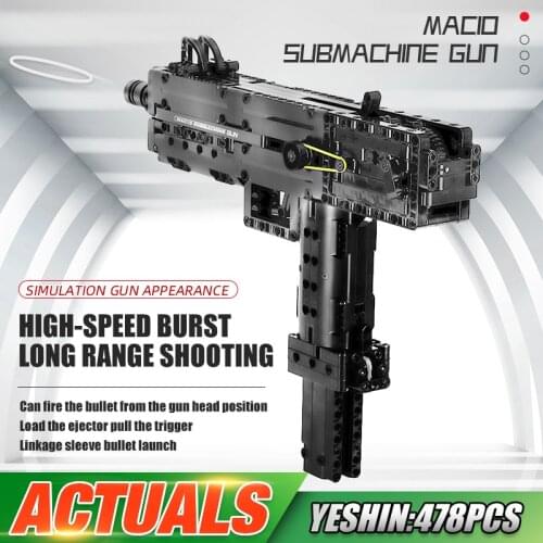 MOULD KING 14012 Block Gun Toys The Ingram M10 Submachine Gun Model Building Blocks Bricks Assembly Gun Kids Christmas Gifts