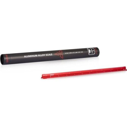 DSPIAE AT-AS Aluminum Scale Ruler Model Hobby Accessory 1/32 1/35 1/48 1/72 1/100 Red