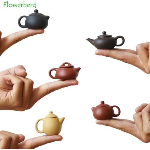 Mini Tea Pets Teaware Kung Fu Tea Set Purple Clay Tea Pot Handmade Creative Fingertip Pot Tea Playing