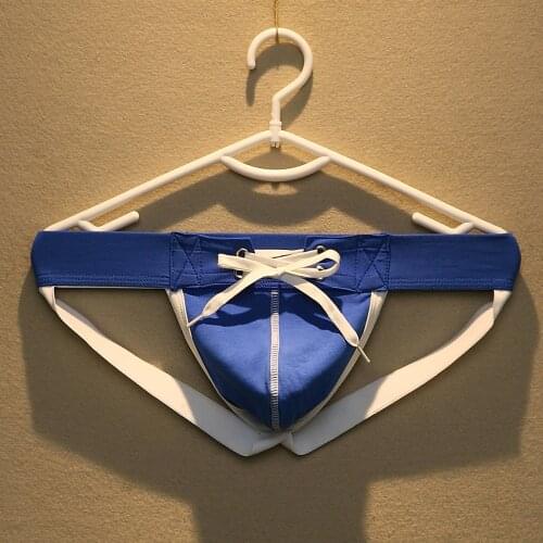 Men Drawstring Jockstrap Underwear G-Strings & Thongs Sexy Gay Penis pouch bikini buttocks Hollow thong men underwear