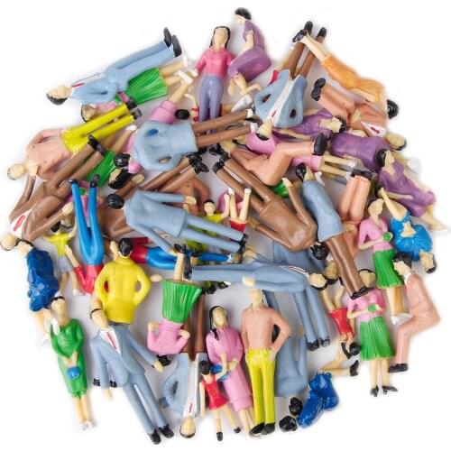 PACK OF 50 MODEL TRAIN PEOPLE MIXED PAINTED FIGURES COLOURED LOCOMOTIVE 1:30 NEW