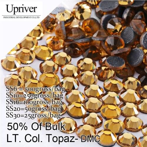 Upriver Half Large Packing Loose Flatback SS6 SS10 SS16 SS20 SS30 Light Colorado Topaz DMC Hotfix Rhinestones
