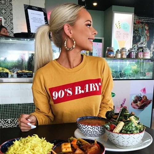 2021 autumn new European and American womens wear ins net red letter printing short round neck long sleeve sweater