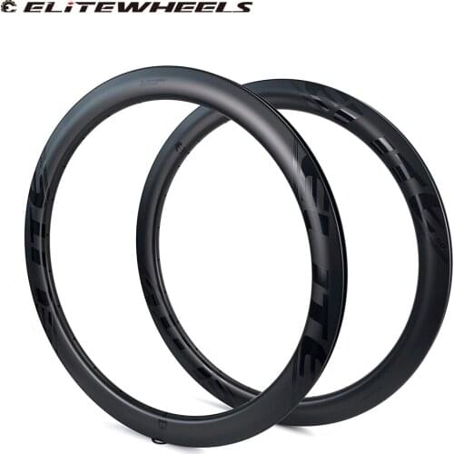ELITEWHEELS 700c 50mm Road Disc Carbon Rim Tubeless Clincher Tubular Cyclocross Rim UD Matte Finish 27/25mm Width Bicycle Wheels