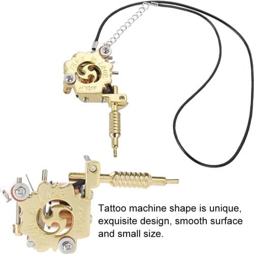 Alloy Mini Tattoo Machine Pendant with Real Coils Necklace Tattoo Supply Keychain Key Holder Pendant Ornament Gift with Rope