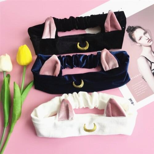 Anime Moon Luna Artemis Cat Ears Hair Band Hair Accessory Cute Face Washing Makeup Tool Hair Band Accessories For Girls