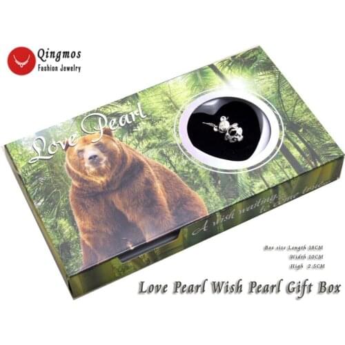 Qingmos Trendy Wish Pearl 12*20mm Bear Cage Chokers Necklace for Women & Oyster Love Pearl Pendant & Necklace Chain-who3655