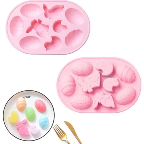Silicone Easter Molds Bunny Baking Molds Lightweight Durable Easter Bunny Egg Silicone Mold For Candy Soap Jelly Easter Baking