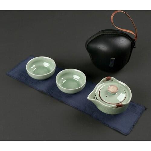 Modern Pale Green Ceramic Teaware Sets Portable Travel Tea Cup Teapot Double Porcelain Tea Set Gift Home Decoration Accessories