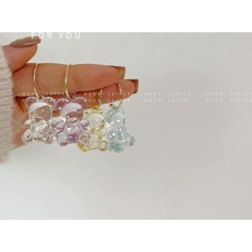 S925 Jelly Bear Transparent Acrylic Fashion Romantic Earrings Girls Wave Classic Animal Geometry Childhood