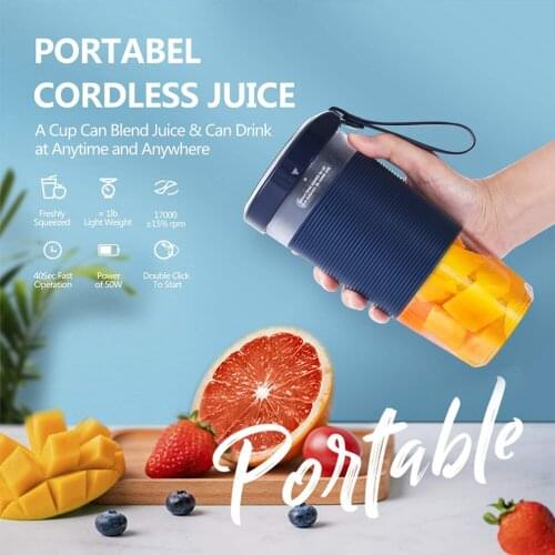 1 Set Portable Blender 350ML Fruit Juicer Extracter Cup Juicing Mixer USB Rechargeable Smoothie Maker Blender For Travel Home