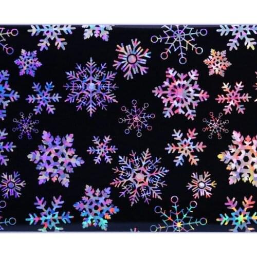 1Pc 4*100cm Holographic Snowflake Transfer Foils Sticker Christmas Nail Art Foils Wraps Xmas Holo Decals DIY