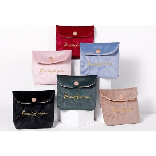 1PCs Velvet Sanitary Pad Bag Napkin Towel Storage Bag Credit Card Holder Coin Purse Organizer Headphone Case Tampons Pouch
