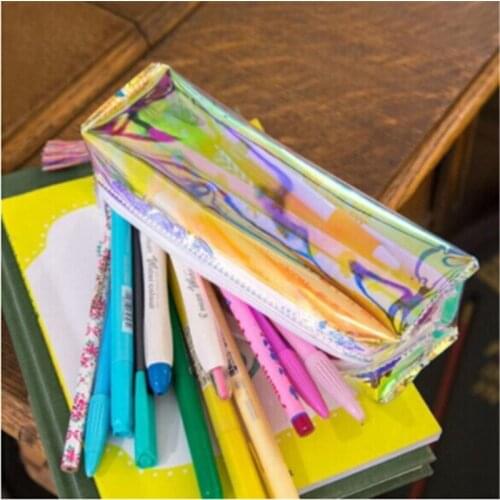 1Pcs/sell 2020 New Soft PU Laser Pencils Bags Kawaii Girl Pencils Case Durable Large Capacity School Supplies Stationery