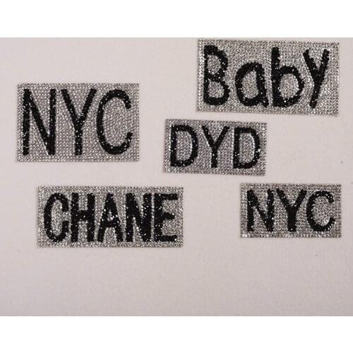 1pcs Sparkling Rhinestone Cartoon letter Pattern Clothes Patches Fashion Sequined DIY Appliques Bling Iron-on Patches