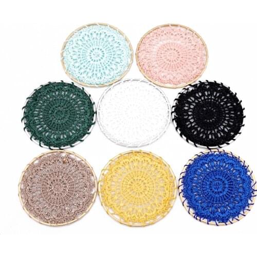 2pcs 47mm Bohemia Big Earrings Charms Bracelet Connector Findings Braid Grid Hollow Necklace Keychain Jewelry Charms Make