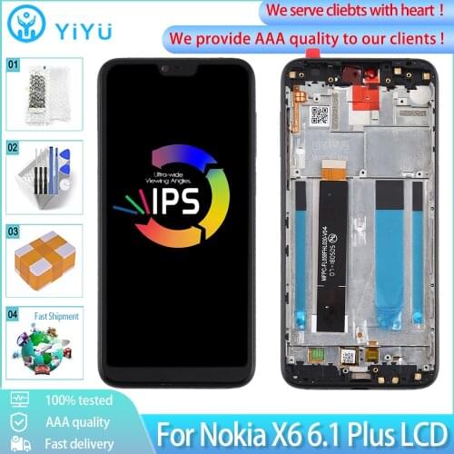 5.8“ Original IPS LCD For Nokia X6 6.1 Plus Display Touch Screen Digitizer Replacement Module For For Nokia X6 lcd With Frame