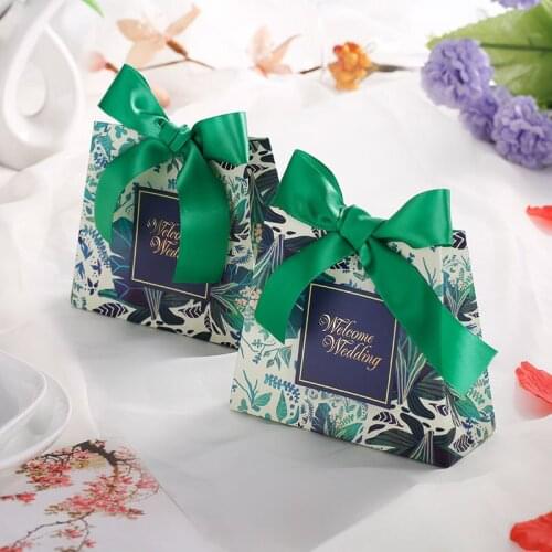 50PCS Wedding Decorations Vintage Heart Kraft Candy Box Wedding Gifts for Guests Party Bags Favors Packaging Bags with Handles