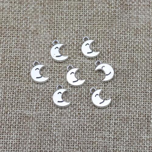 20 Pieces 10*14mm Antique Silver Color Moon&Star Charms Pendant Necklace Accessory For DIY Jewelry Making
