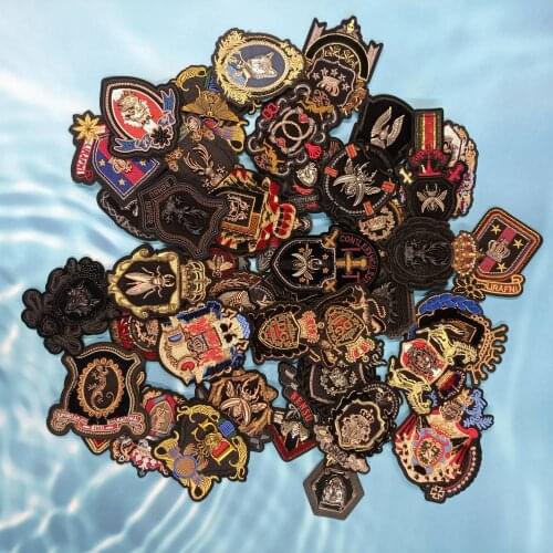 Garment accessory embroidery metal crown anchor cats letter bee eagle lion tiger horse embroideried patches for clothing PA-1