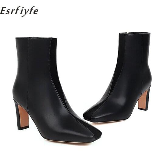 ESRFIYFE 2020 New Large Size 34-48 Women Ankle Boots Square Toe High Heel Boots Women Shoes Female Sexy Party Boots Women