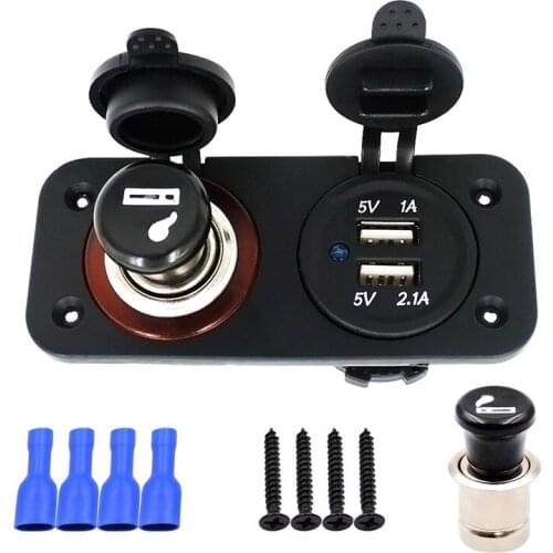 Car and motorcycle modified cigarette lighter holder dual USB car charger 12V-24v to 5V3.1A mobile phone car charger