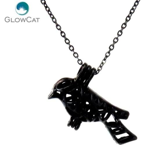 H257 Black Plated Alloy 21mm Animal Lines Bird Cage Necklace 18" Steel chain Aroma Essential Oil Diffuser Locket