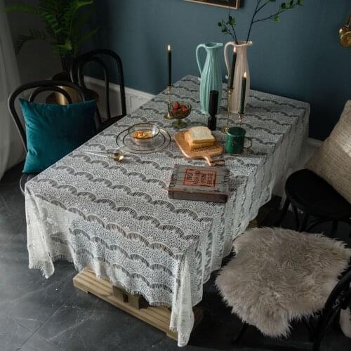 Country lace white tablecloth decorative crocheted table cloth cover coffee table eyelashes cafe desk cover dust proof