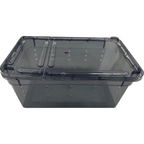 Black Reptile Water Feeding Box Turtle Breeding Tank Pet Carrier for Frogs