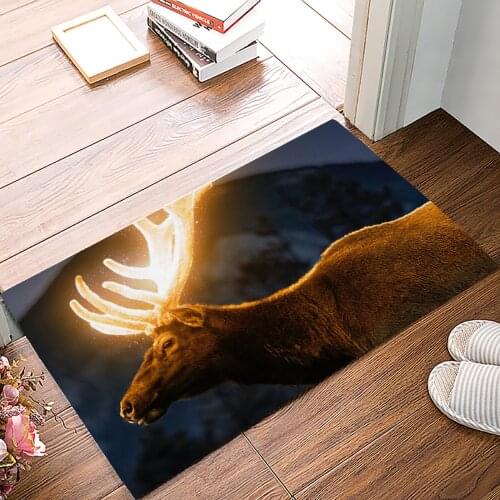 Elk Glowing Dream Doormat Kitchen Living Room Floor Rug Bathroom Non-slip Foot Mat Entrance Hall Welcome Carpet